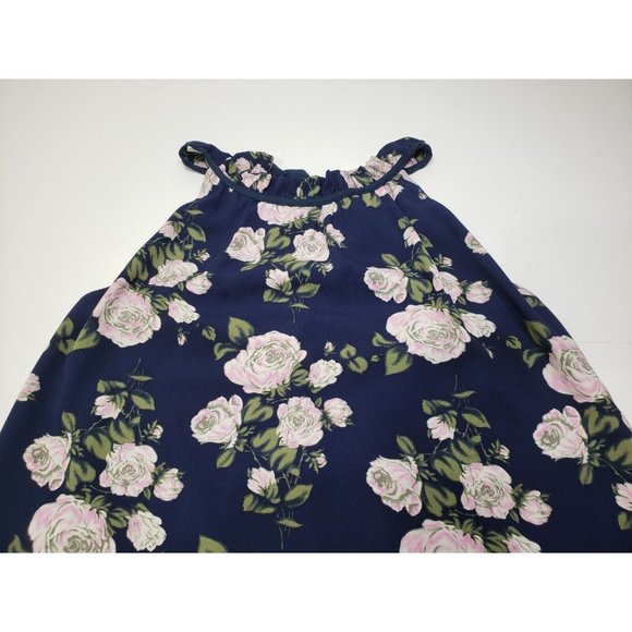 Altar'd State Womens Dress Sleeveless Ruffle Tent Navy Blue Floral Size Medium - Picture 2 of 8